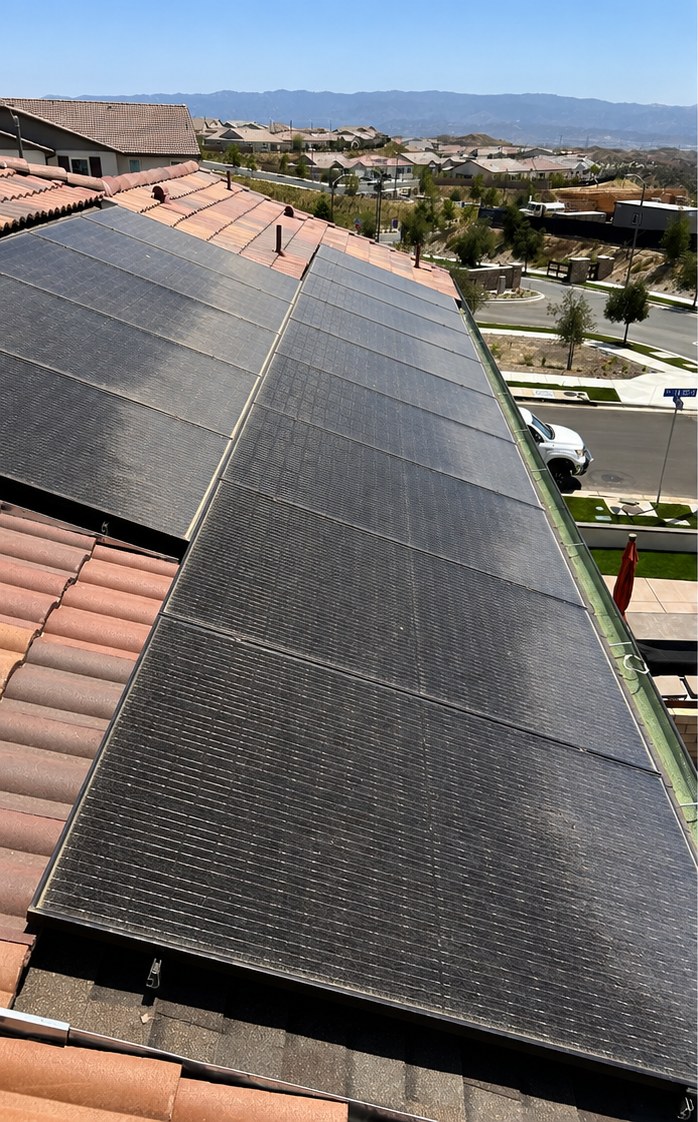 Full roofline array stripped back to deep black, before